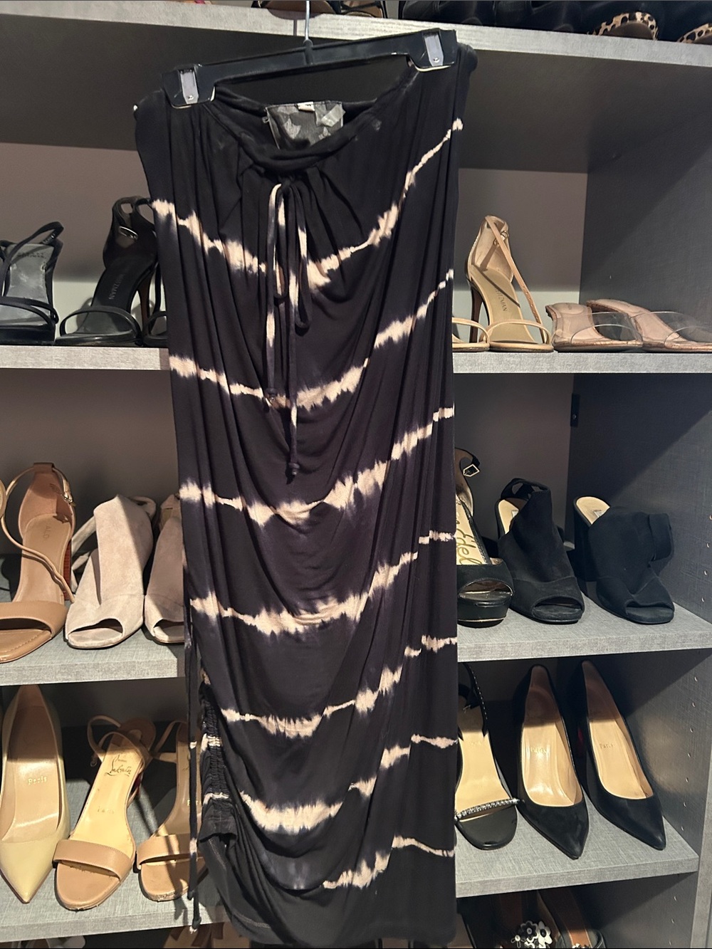 Young Fabulous & Broke Black and Cream Strapless Tie-Dye Maxi Dress